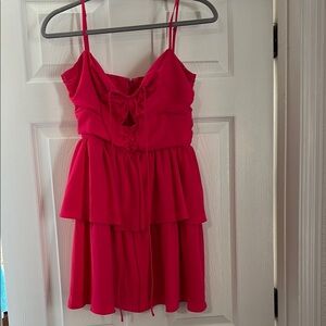 Amanda Uprichard Hot Pink Tiered Spaghetti Strap Dress